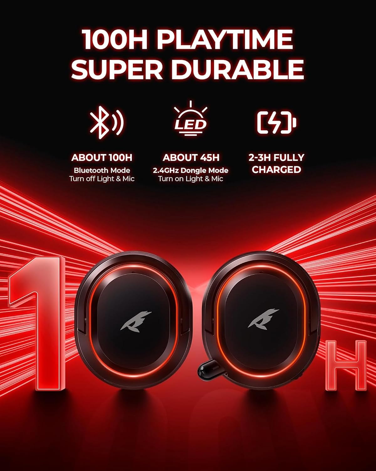 Wireless Gaming Headset for PC PS5 PS4 Mac Switch 7.1 Surround Sound 100-Hr - Image 3