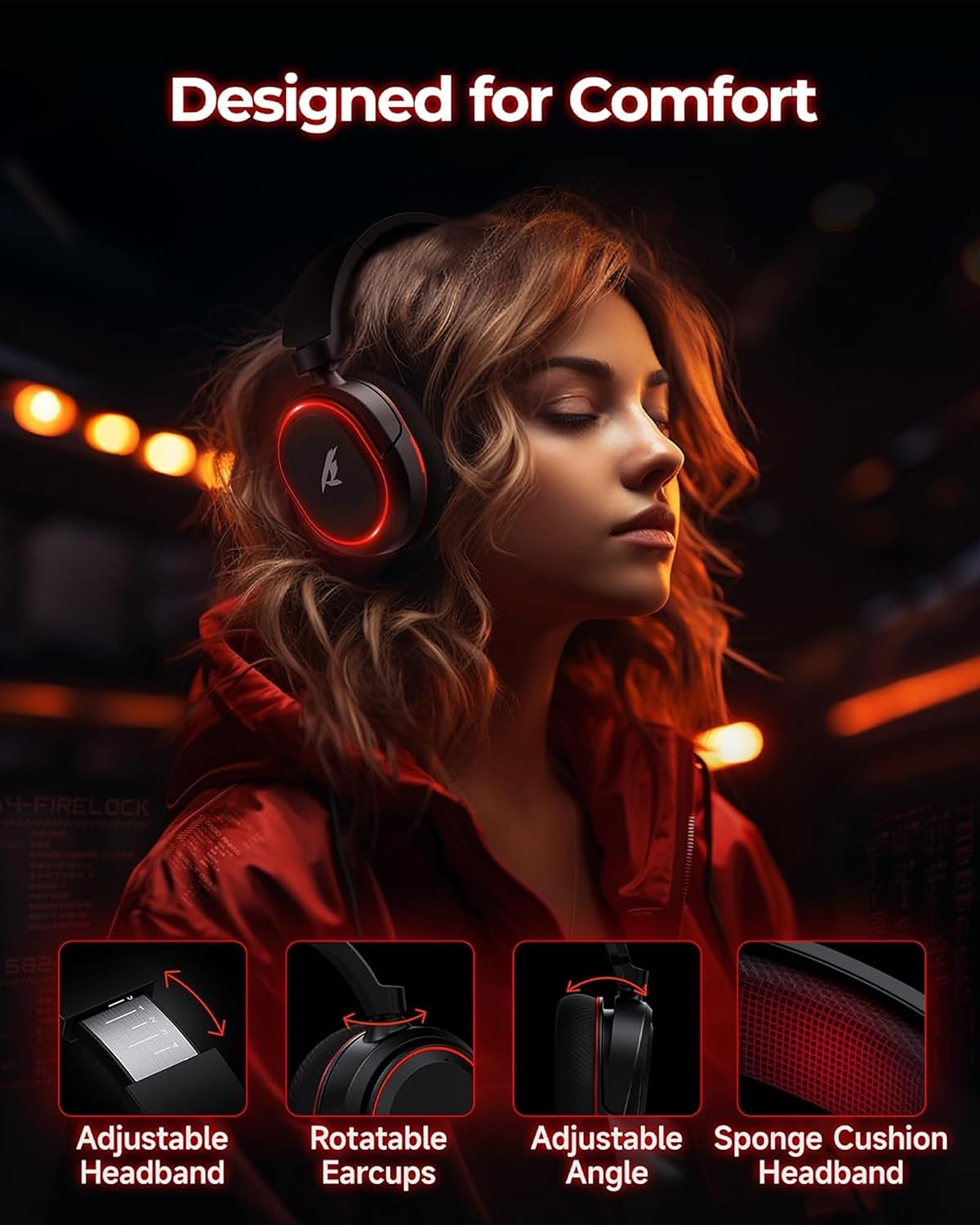 Wireless Gaming Headset for PC PS5 PS4 Mac Switch 7.1 Surround Sound 100-Hr - Image 6