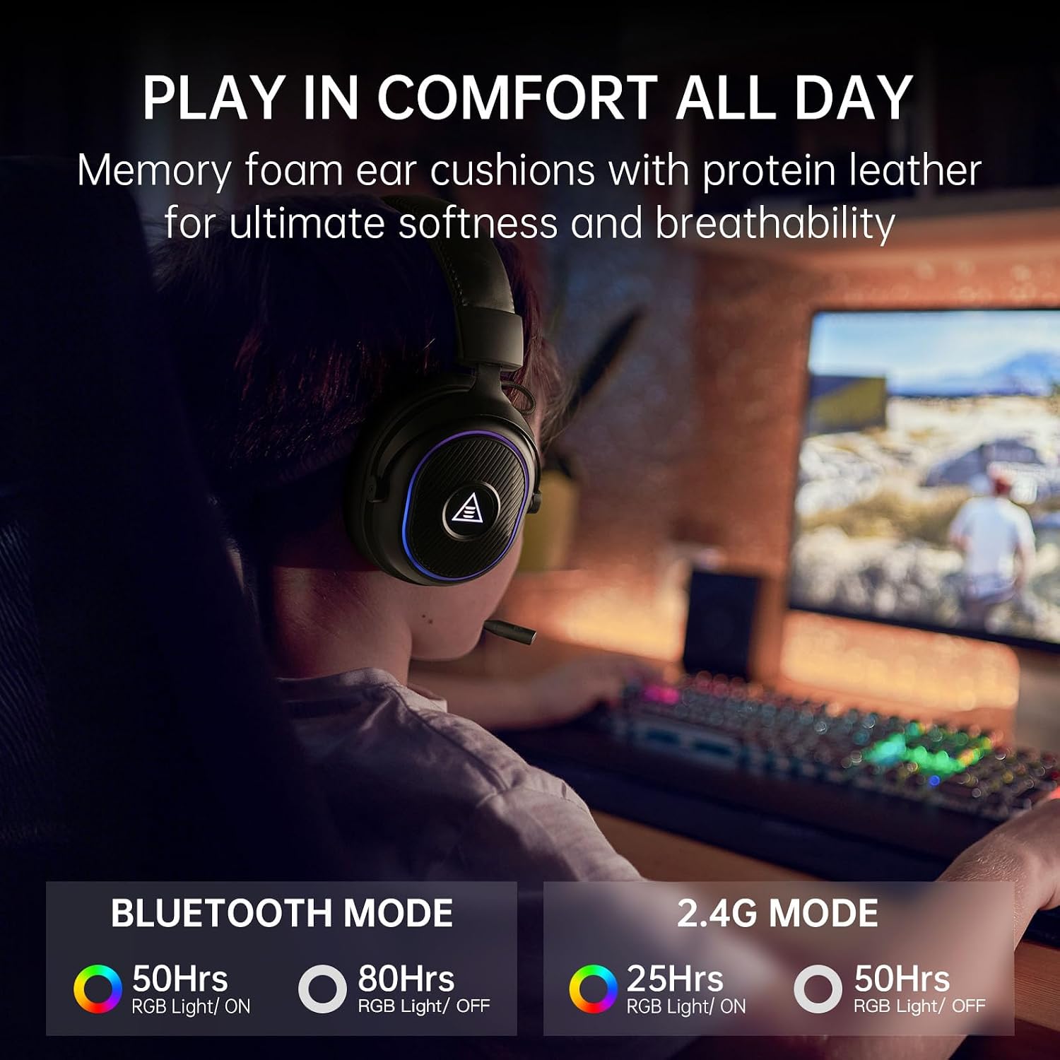 EKSA 2.4GHz Wireless Gaming Headset for PS5,PC,PS4,Switch,Mobile,Mac - Image 8