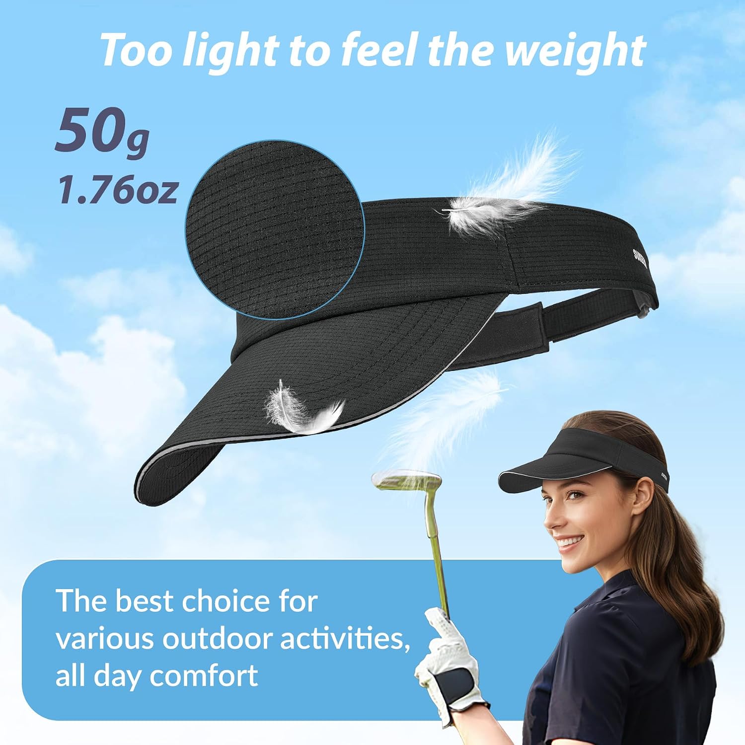 Sukeen Women's Adjustable Fit Runners Lightweight Comfort Performance Visor, Sports Sun Visor One Size Fits Most - Image 3