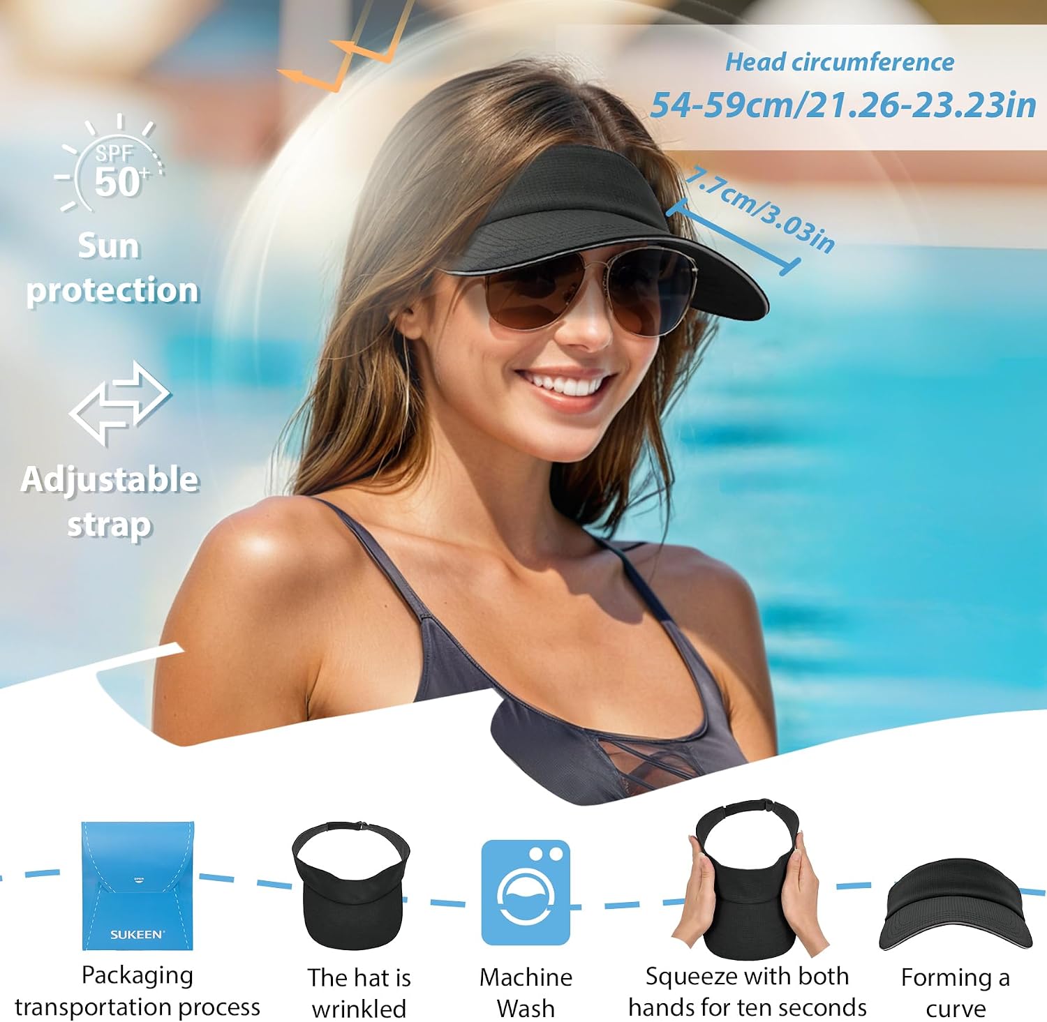 Sukeen Women's Adjustable Fit Runners Lightweight Comfort Performance Visor, Sports Sun Visor One Size Fits Most - Image 6