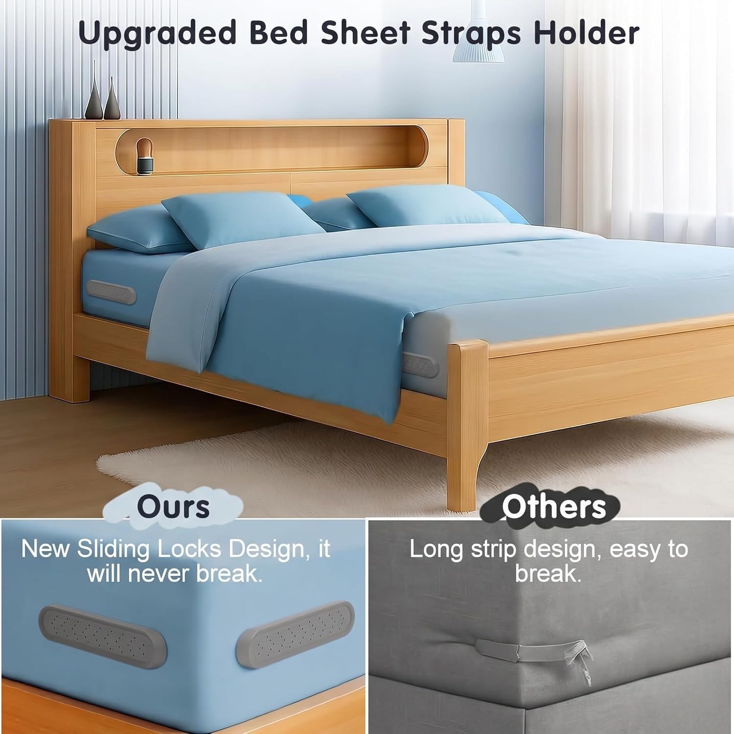 Bed Sheet Holder Straps for Corners, Fitted Sheet Holder Clips, Sheet Holders for Corners, Bed Sheet Clips, Mattress Sheet Corner Holders, Adjustable Fitted Sheet Clips for All Bed Sizes - Image 4