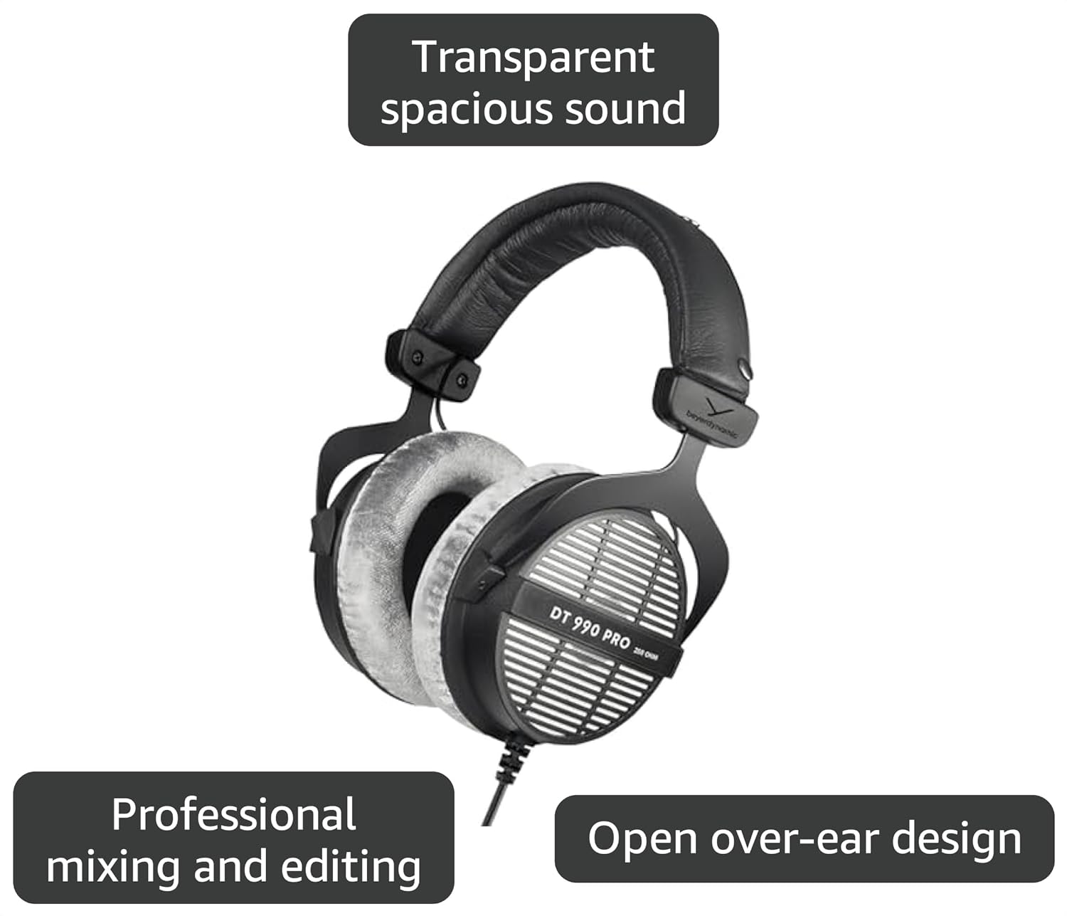 beyerdynamic DT 990 Pro (250 Ohm), Open-Back Studio Headphones, Black - Image 3