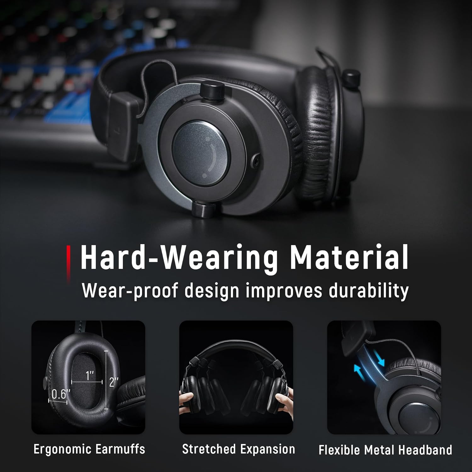 FIFINE HD8 Wired Studio Monitor Headphone, Detachable 3.5mm/6.35mm Cables - Image 6