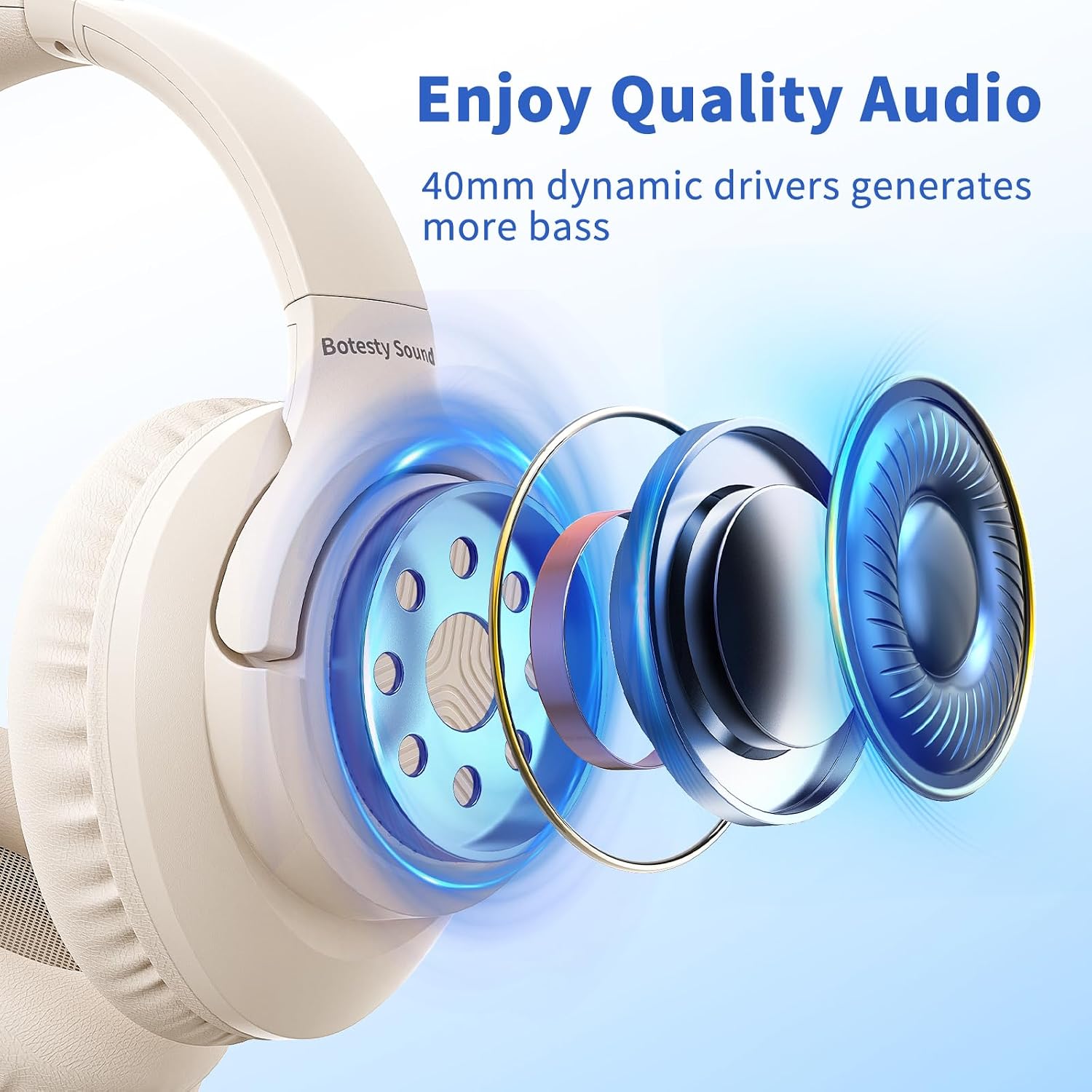 Wired Headphones with Microphone for School, 3.5mm Corded Headphones, Beige - Image 7