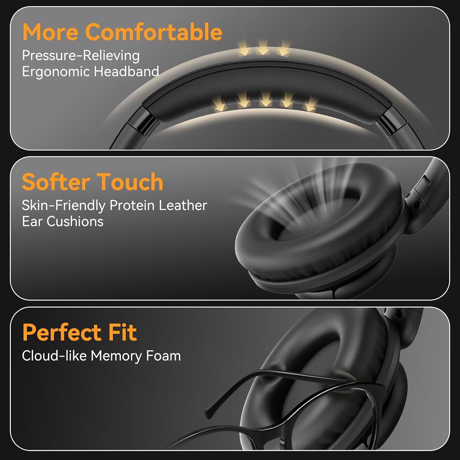 KVIDIO Wired Headphones with Mic,3.5mm Plug Volume Control for School,Black - Image 5
