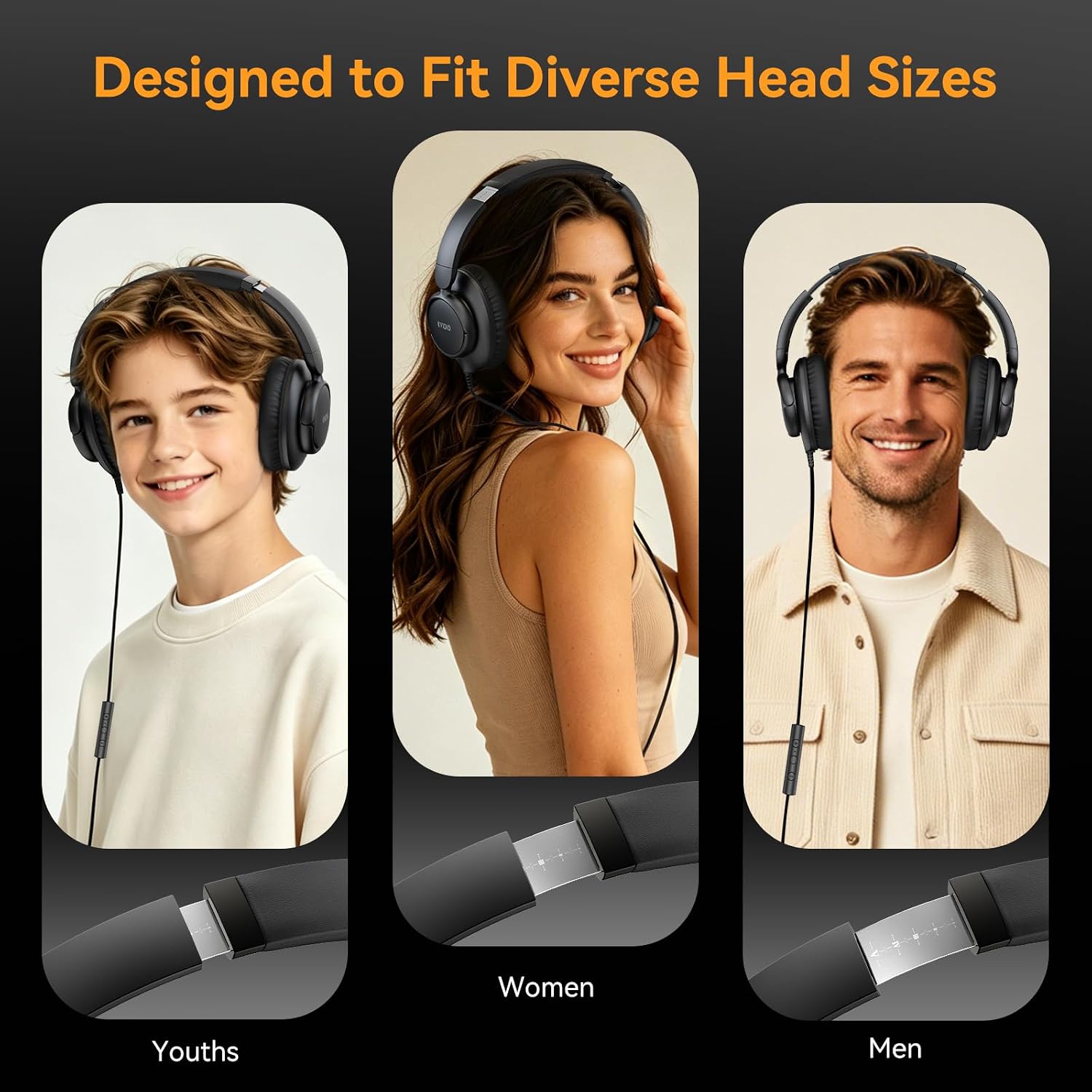 KVIDIO Wired Headphones with Mic,3.5mm Plug Volume Control for School,Black - Image 6